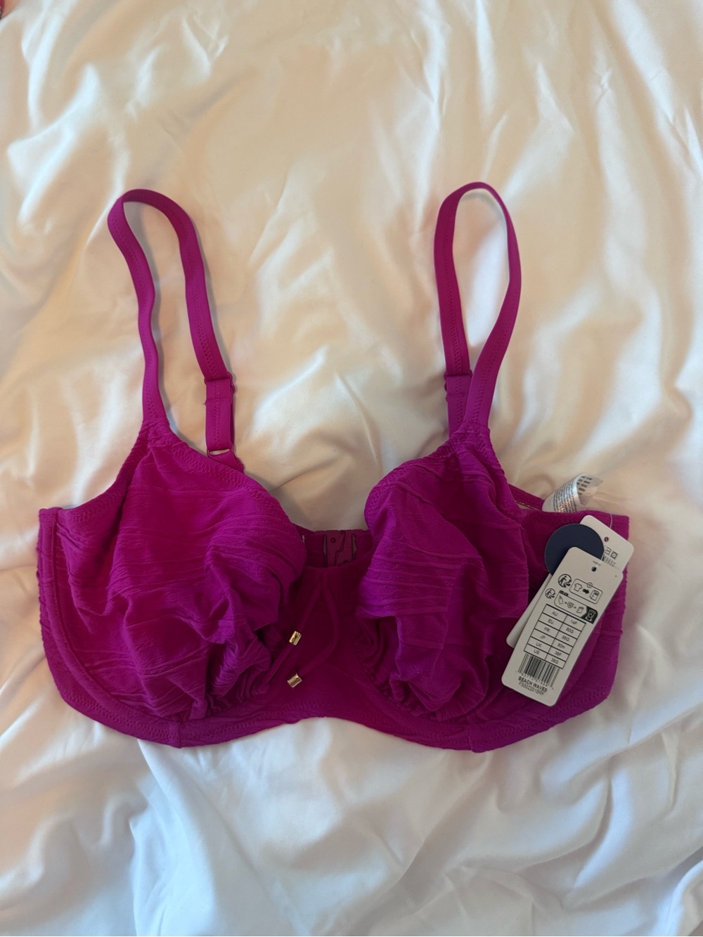 Fantasie Bright Fushia Underwire bikini top with Ruched Cups